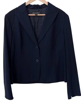 Lafayette 148 Black Wool Blend Tailored Two-Button Blazer Career Workwear Sz 12
